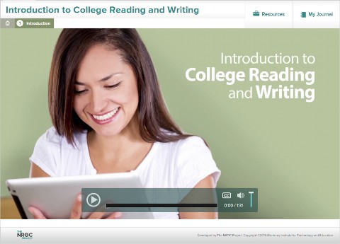 An image shows a screen shot of the first subsection of the unit, the Introduction. The video control bar is visible in the bottom portion of the screen.